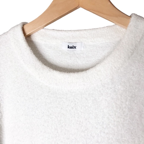 Large Winter White Knix Cozzzy Crew Top Pullover Fuzzy Shirt Lounge Plush - Picture 6 of 14